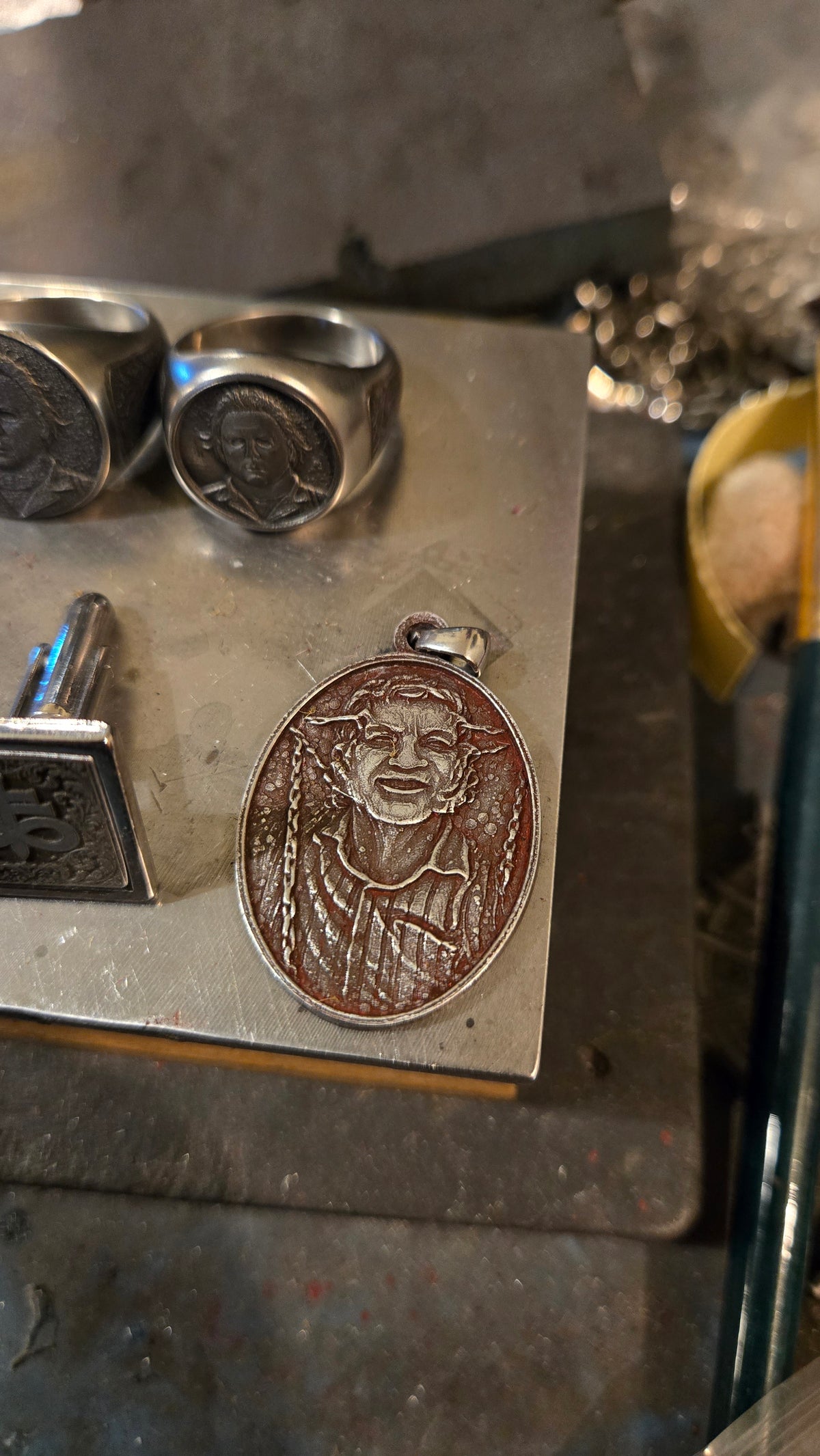 Hellraiser Inspired Frank & Larry “Jesus Wept” Pendant – New Blood Rust Finish