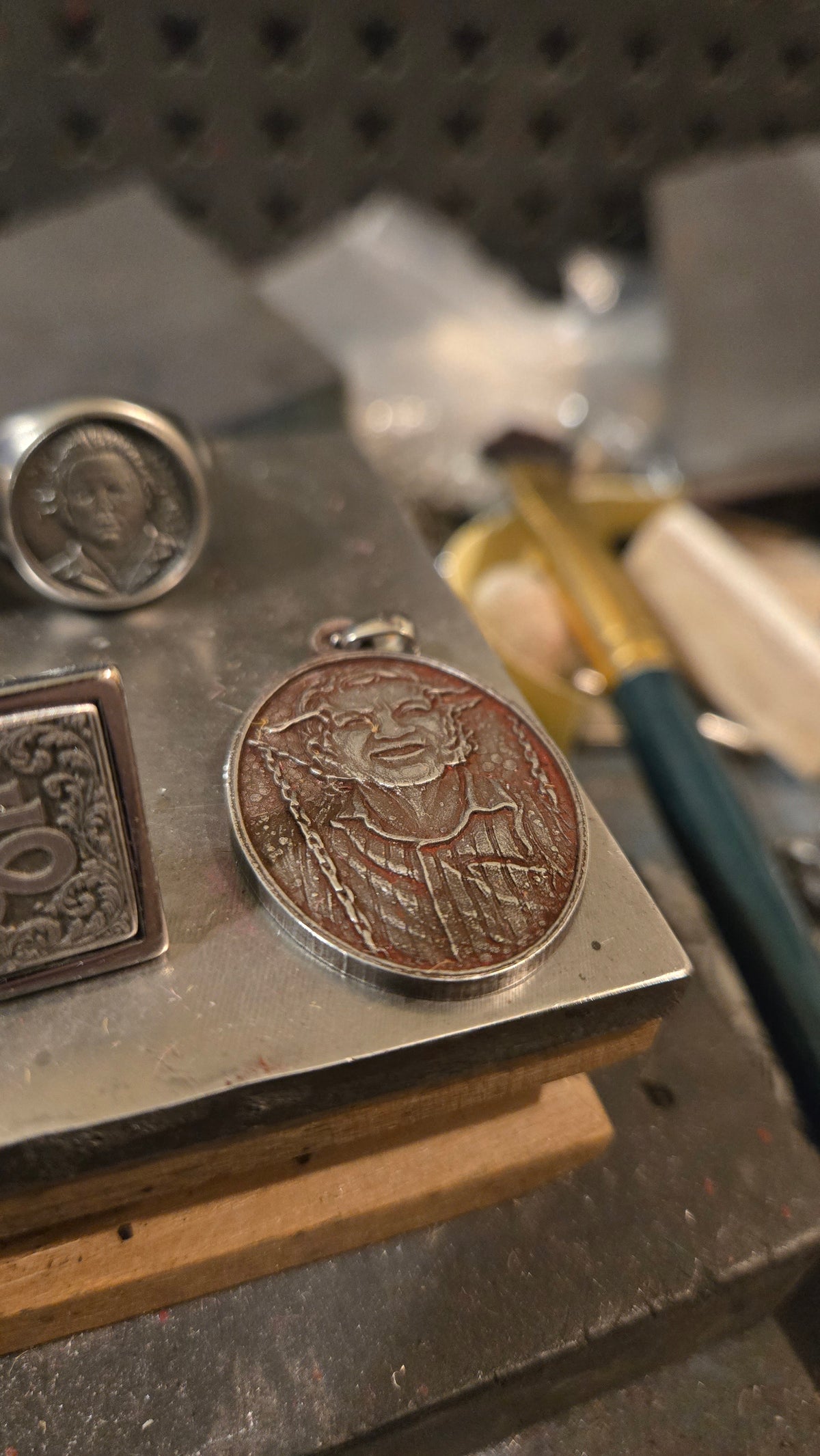 Hellraiser Inspired Frank & Larry “Jesus Wept” Pendant – New Blood Rust Finish