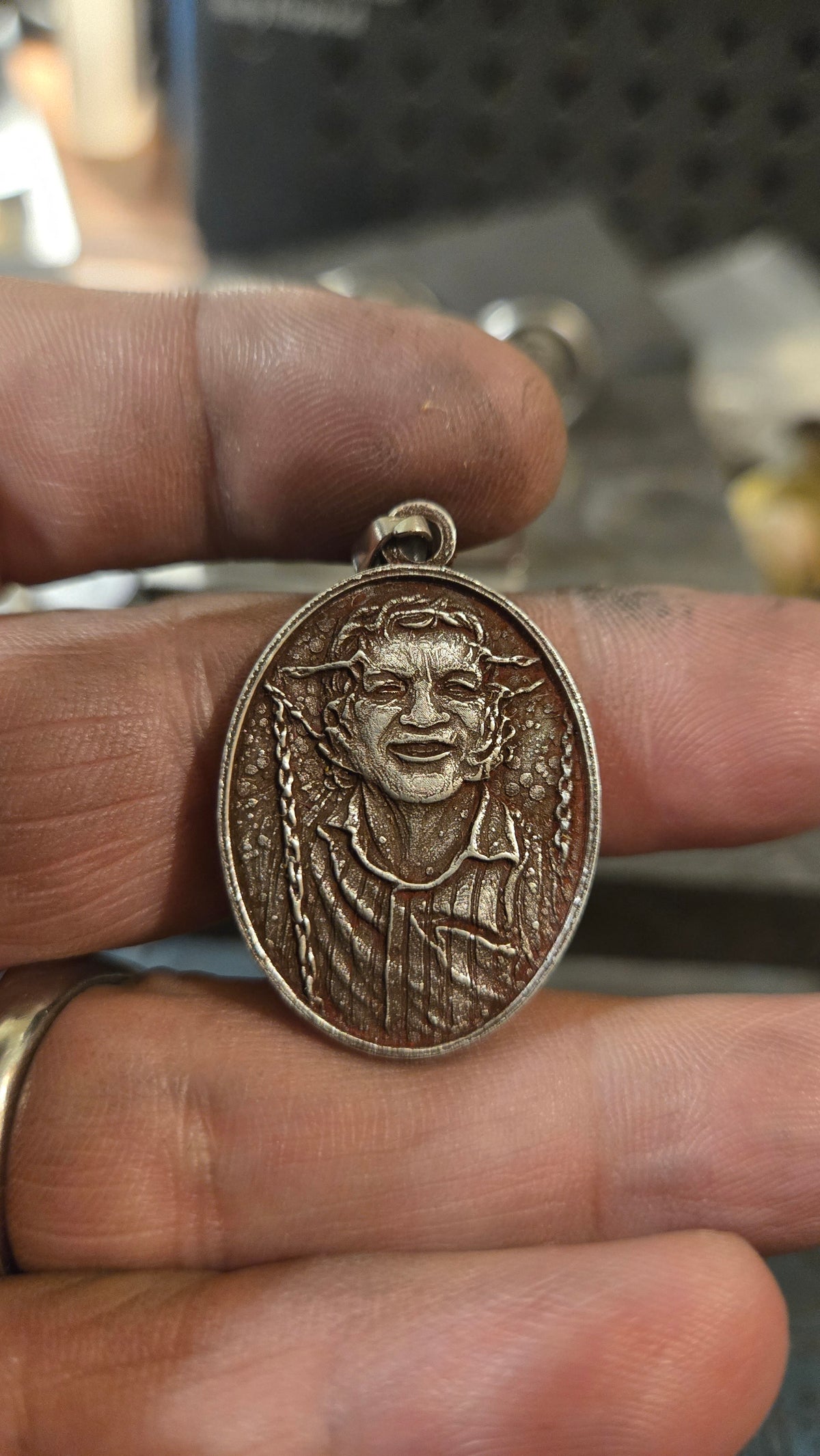 Hellraiser Inspired Frank & Larry “Jesus Wept” Pendant – New Blood Rust Finish