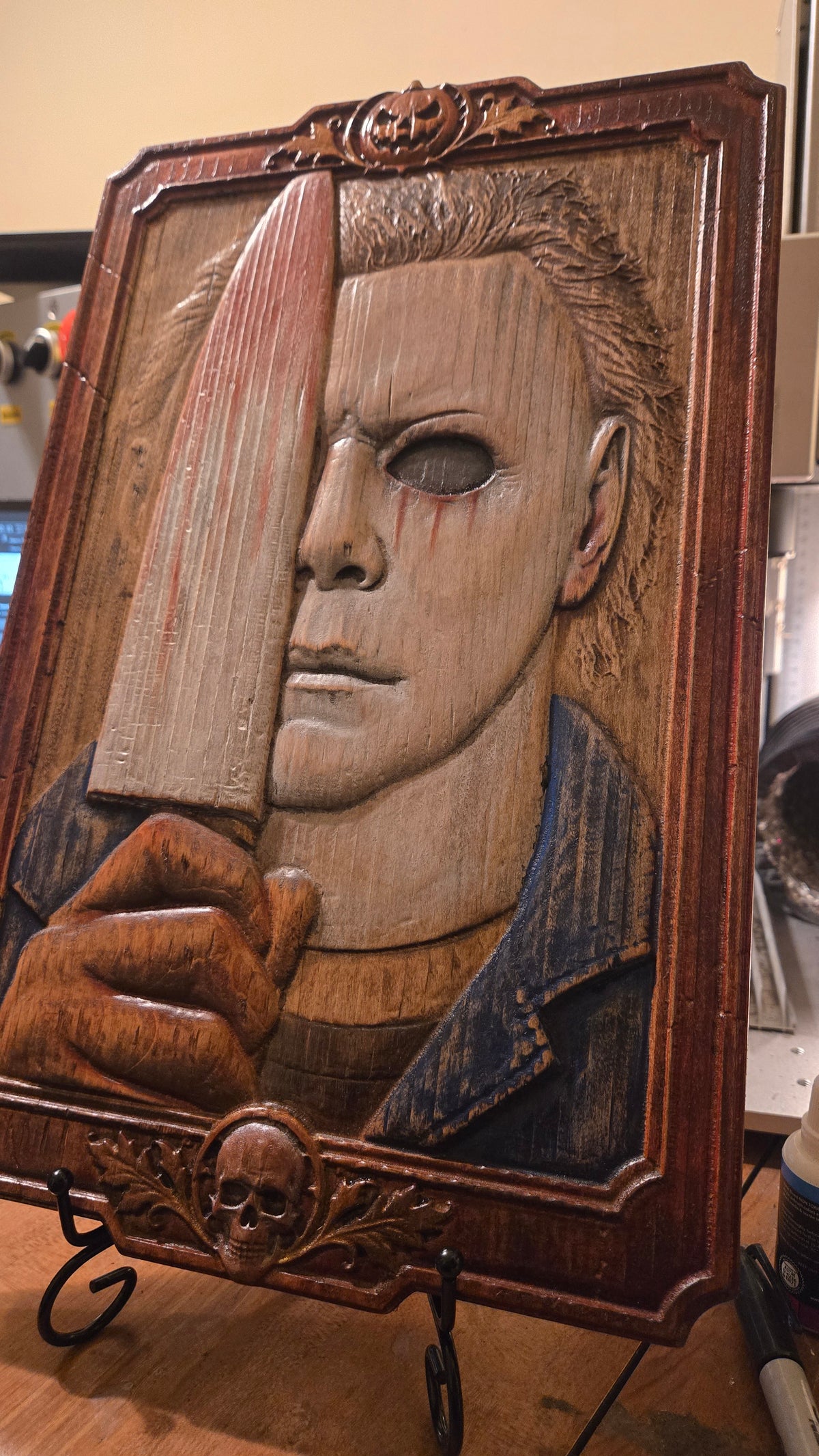 Michael Myers Reclaimed Haunted Barn Oak Wall Art — One of a Kind