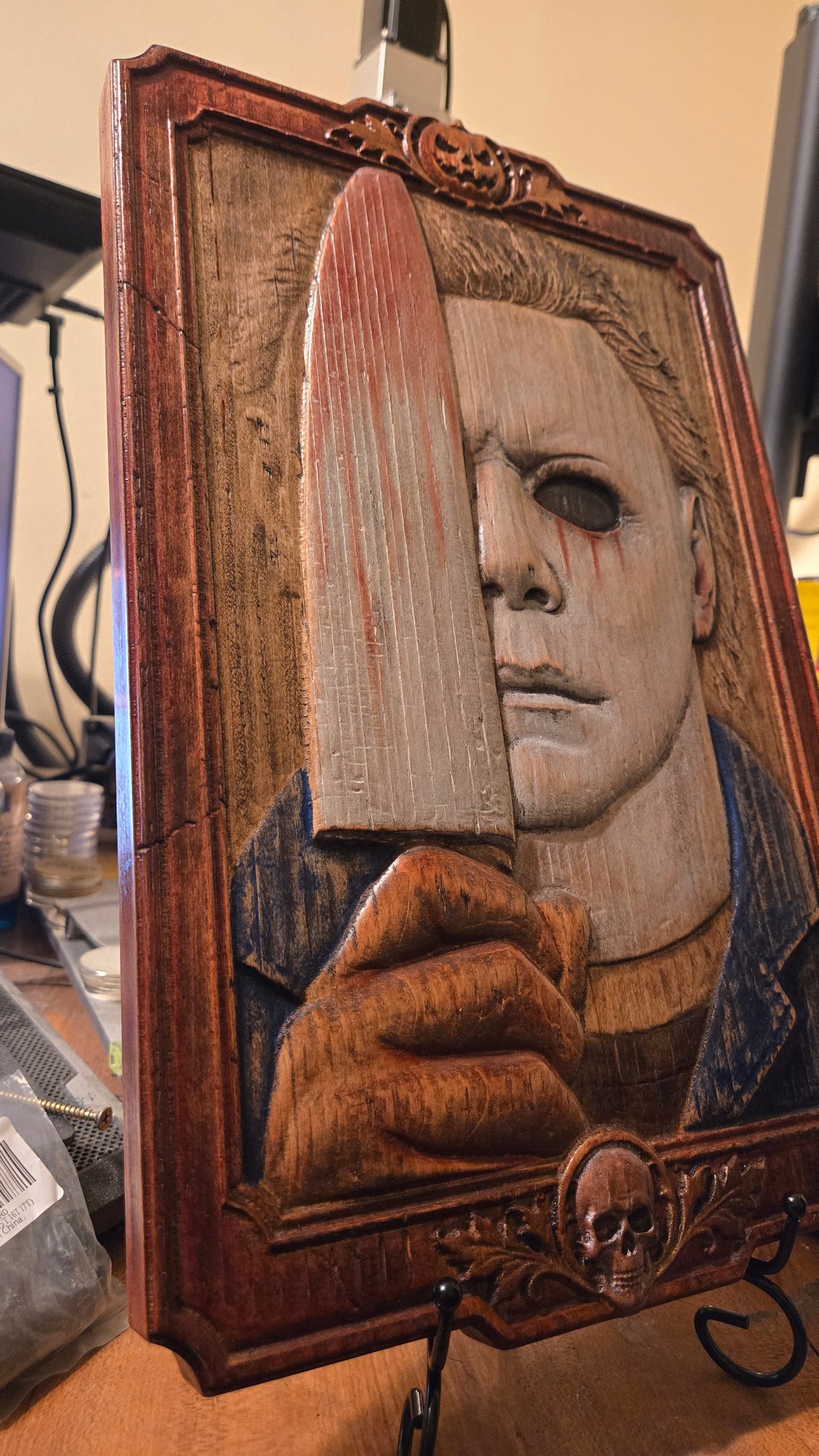Michael Myers Reclaimed Haunted Barn Oak Wall Art — One of a Kind
