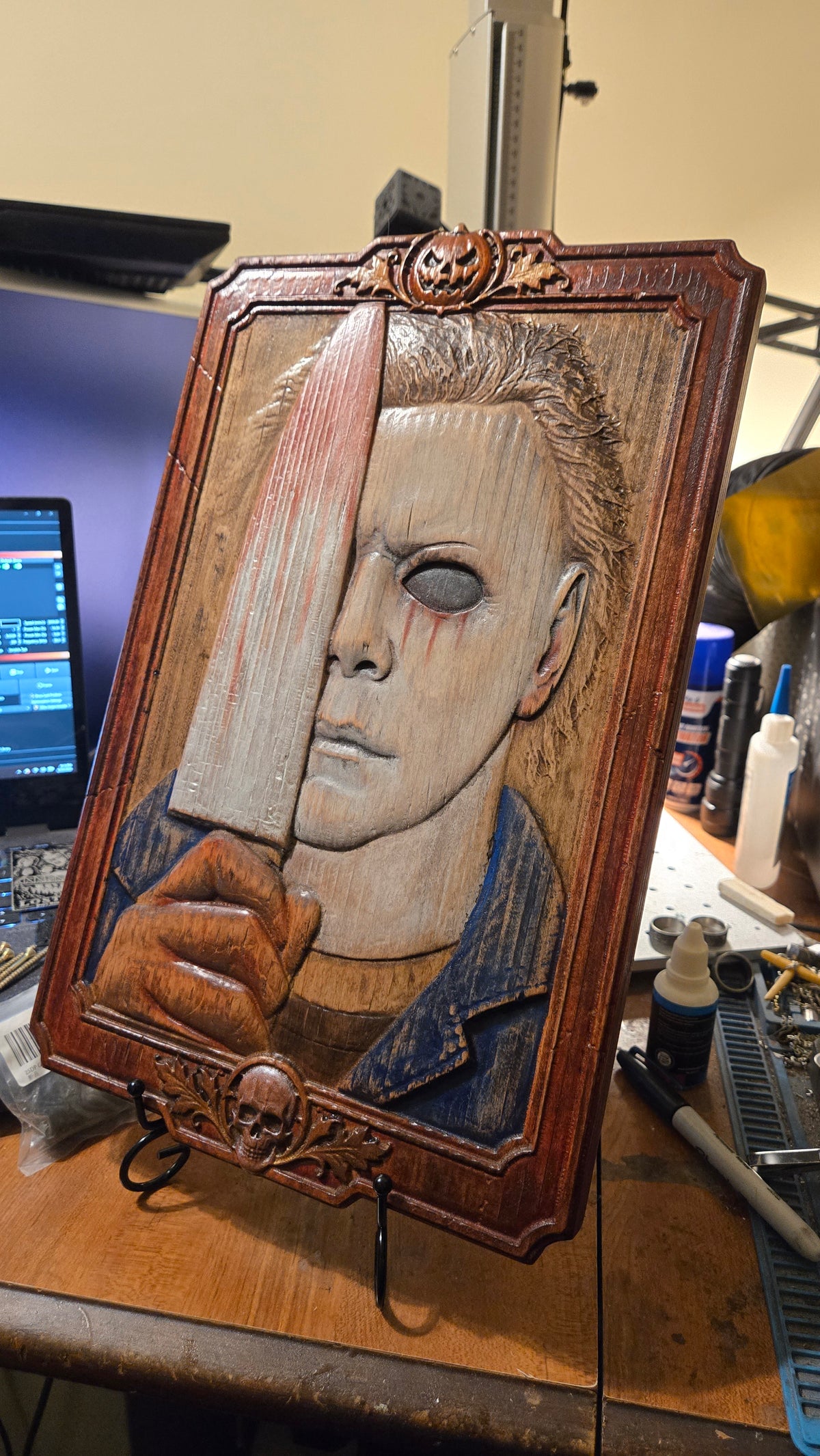 Michael Myers Reclaimed Haunted Barn Oak Wall Art — One of a Kind