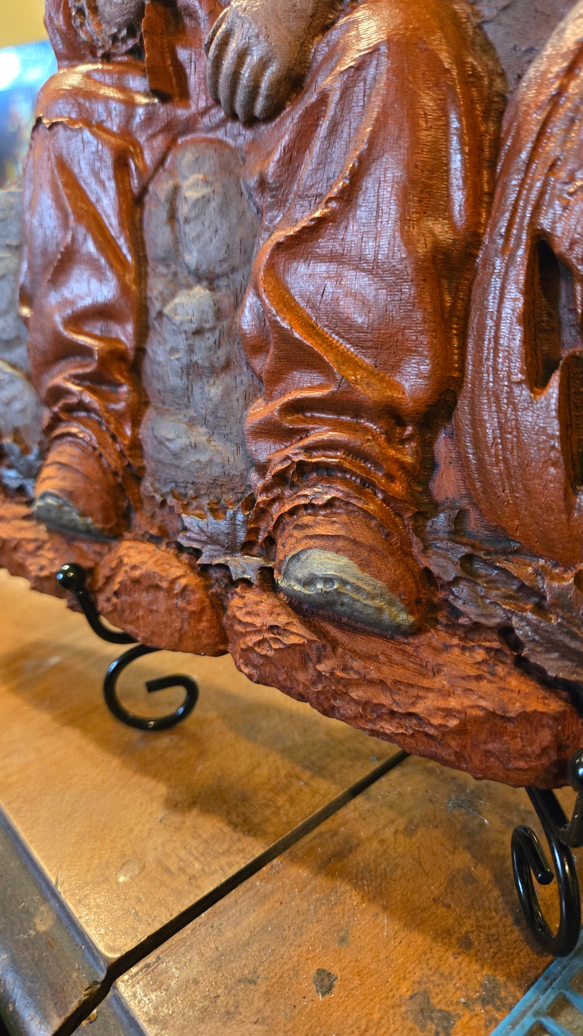 Trick 'r Treat –  Padauk Wood Bas-Relief Art Display with Stand