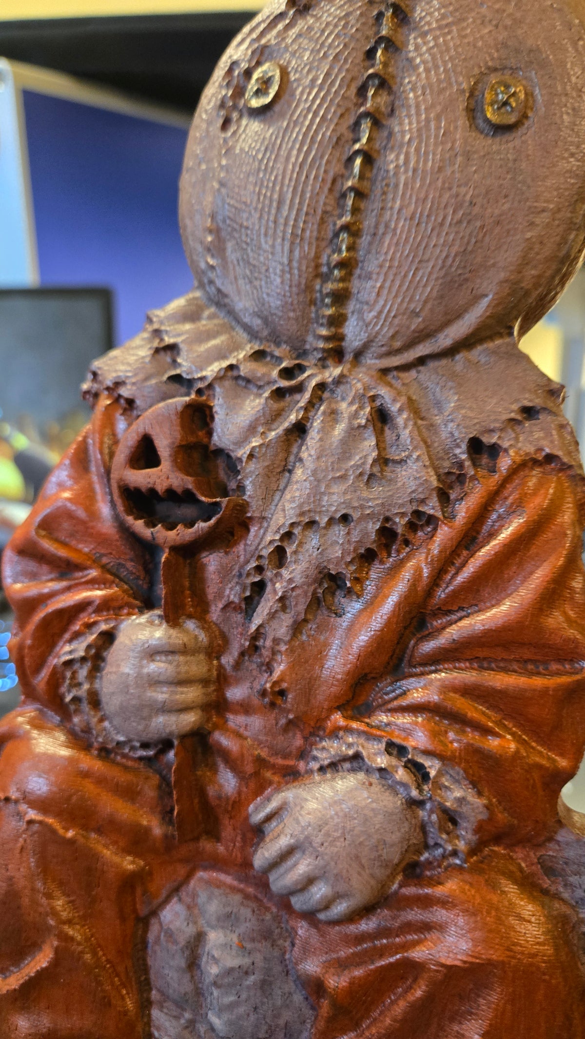Trick 'r Treat –  Padauk Wood Bas-Relief Art Display with Stand