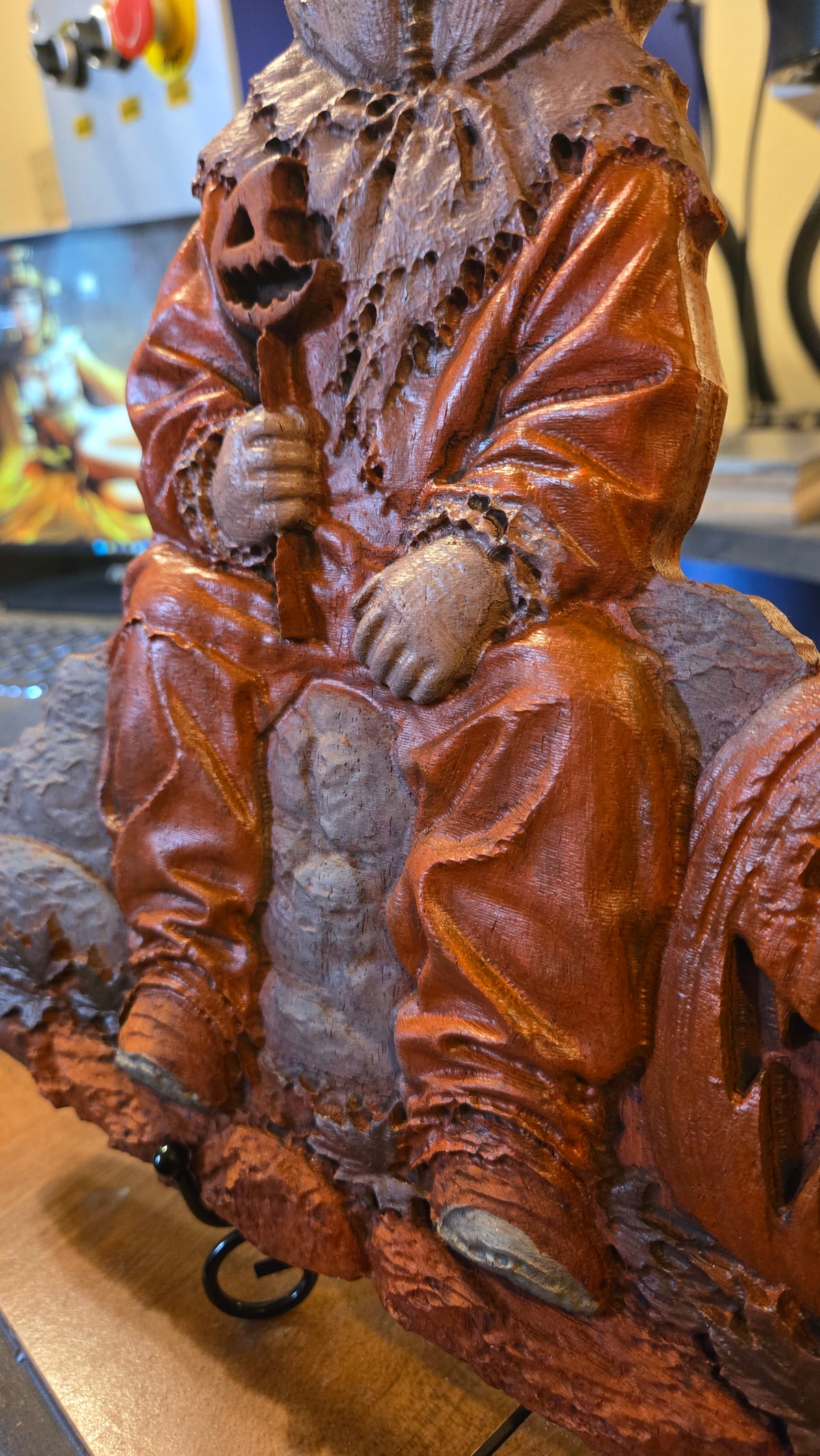 Trick 'r Treat –  Padauk Wood Bas-Relief Art Display with Stand