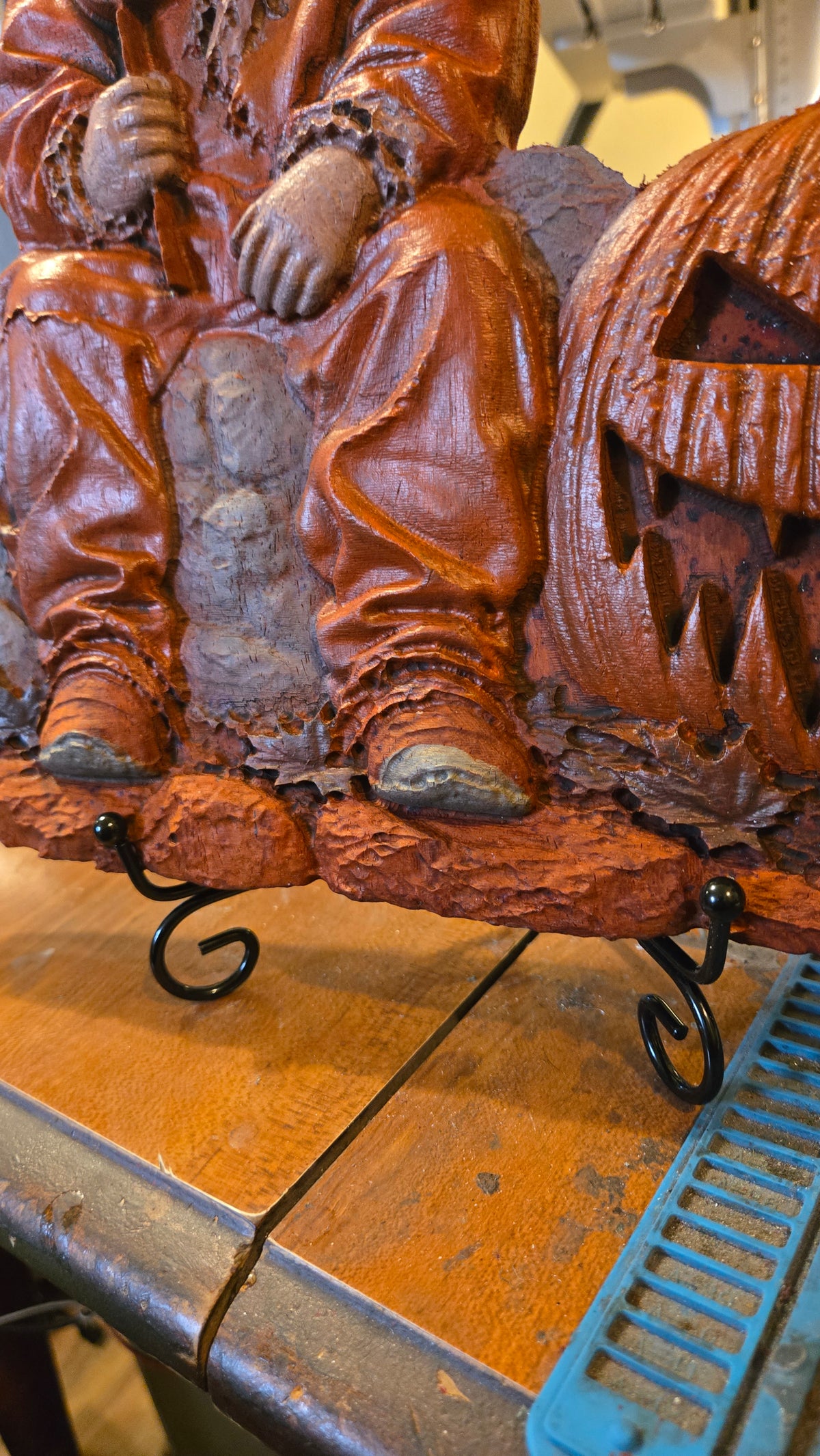 Trick 'r Treat –  Padauk Wood Bas-Relief Art Display with Stand
