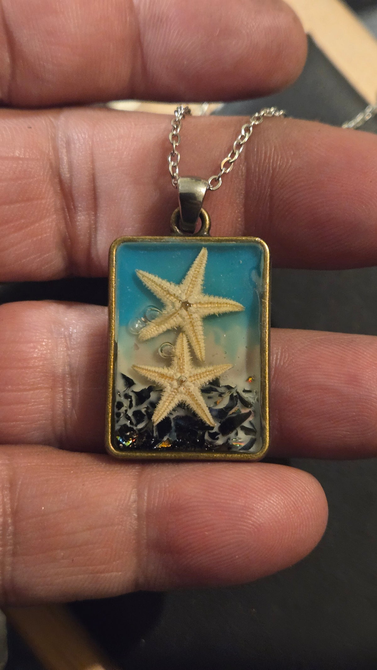 Ocean Treasures – Real Starfish Resin Pendant