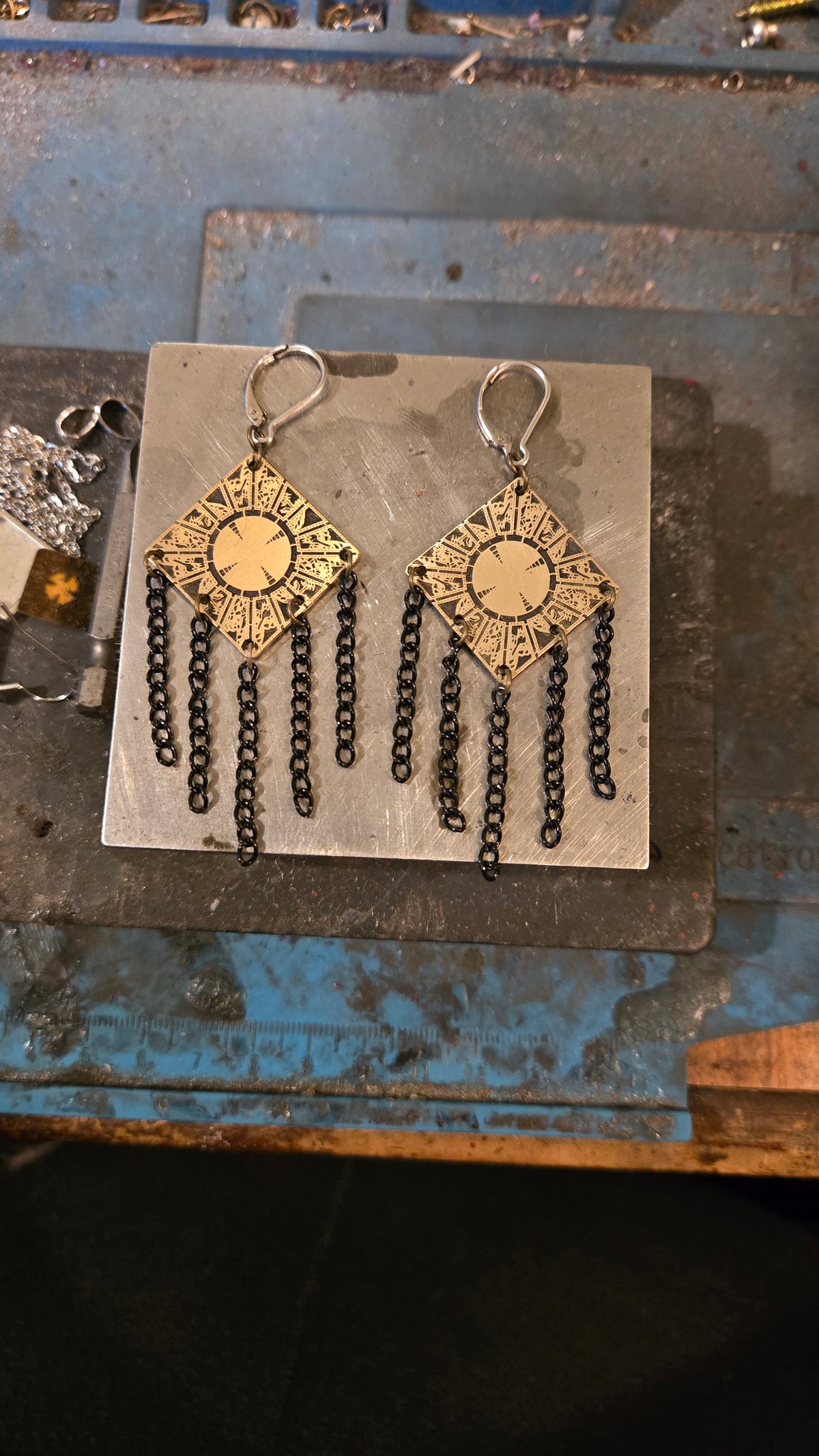 Hellraiser Lament Configuration Brass Earrings